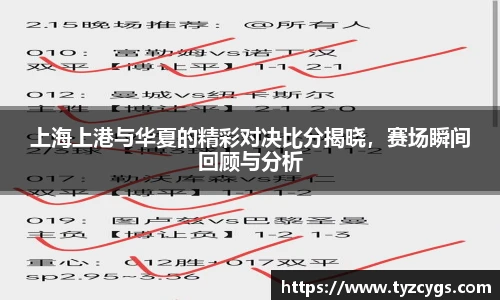 上海上港与华夏的精彩对决比分揭晓，赛场瞬间回顾与分析